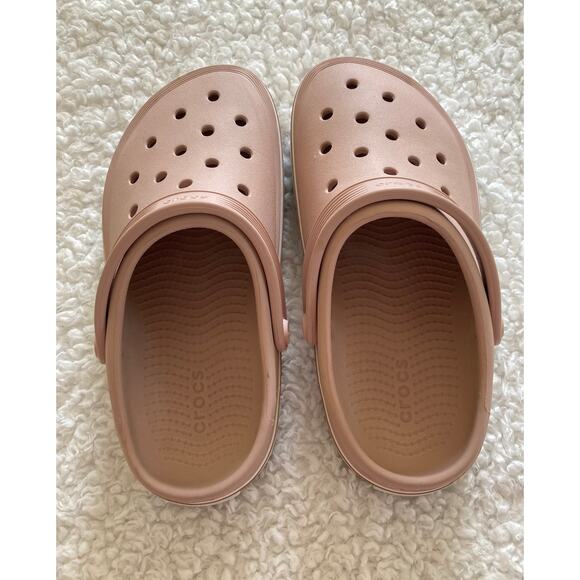 Crocs unisex platform off court clog sandals, pink clay, slip on, W 7 M 5 - Picture 2 of 9